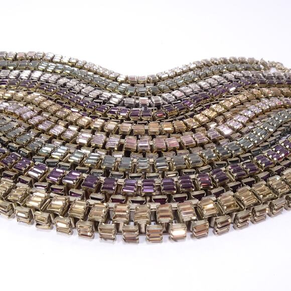 Lee Angel Neiman Marcus Women's Box Link Crystal Baguette Necklace NWT 398 Purpl - Picture 9 of 9